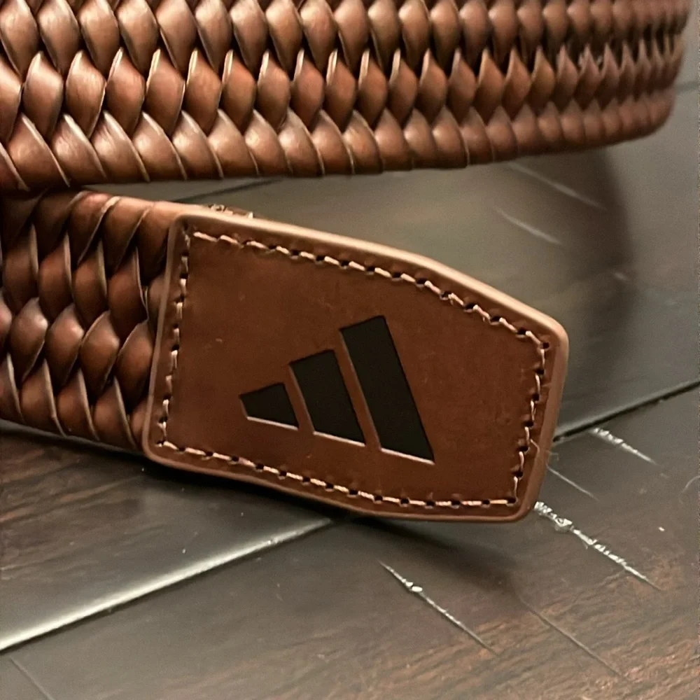 Adidas Leather Braided Stretch Golf Belt brown Mens Size Large / XL - Up to 40”